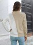 Дамски контрастен пуловер с кръгло деколте и дълъг ръкав, 3цвята - 023, снимка 11