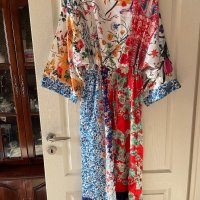 Дълга нова памук памучна елегантна ежедневна рокля тип кимоно широк ръкав флорален принт цветя , снимка 4 - Рокли - 41659723