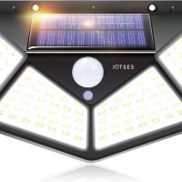 IOTSES Соларни охранителни светлини за открито, надстроени 100 LED 270° сензор за движение, снимка 1 - Соларни лампи - 42258552