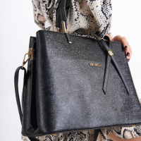 Черна дамска чанта за рамо D i a r d i черен/син цвят "лукс", снимка 3 - Чанти - 44766680