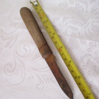 Стар ръждясъл нож с дървена дръжка, сгъваем, снимка 7 - Ножове - 40211673