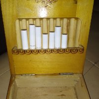 Дървена кутия за цигари, ръчна инкрустация и резбоване., снимка 4 - Други игри - 40715579