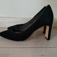 Reserved Premium - черни велурени обувки 37, снимка 1 - Дамски елегантни обувки - 40849974
