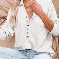 Дамска едноцветна блуза с копчета и дълъг ръкав, 5цвята - 023, снимка 13 - Блузи с дълъг ръкав и пуловери - 41948867
