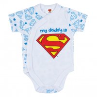 Памучно бебешко боди My daddy is Superman, За момче,  0 - 3 месеца, Бяло, снимка 1 - Други - 39626420
