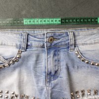 Miss Two S размер къси дънкови панталонки с метални елементи, снимка 8 - Къси панталони и бермуди - 41192261