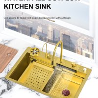 Висококачествена мултифункционална кухненска мивка в цвят злато, снимка 7 - Мивки - 40770604