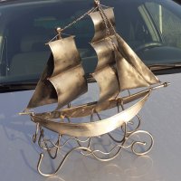 Стойка за бутилка с форма на кораб с платна, яхта, метална фигура - голяма от метал, снимка 2 - Други - 34721846
