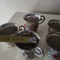 пет посребрени метални чаши-комплект, снимка 3 - Други ценни предмети - 41815430