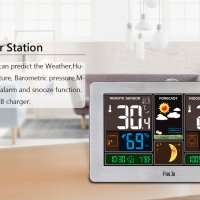 Безжична метеорологична станция FanJu FJ3378 с функция аларма и температура/влажност/барометър/будил, снимка 12 - Други - 41834517