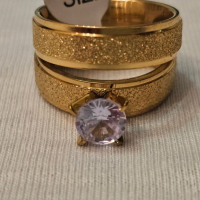 Комплект от два броя пръстени  - Пръстен с цирконии и халка от медицинска стомана в комбинция с мат, снимка 4 - Пръстени - 44735685