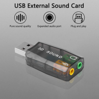 3D звук Външна звукова карта 5.1 с USB, 3.5 мм жак микрофон / стерео слушалки, адаптер за компютър, снимка 2 - Кабели и адаптери - 36348922