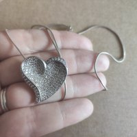 Сребърен синджир с висулка сърце (183), снимка 6 - Колиета, медальони, синджири - 42376368
