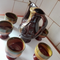 Сервиз за вино - глазирана керамика., снимка 3 - Антикварни и старинни предмети - 36138972