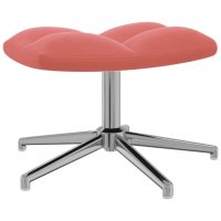Релаксиращ стол с табуретка, розов, кадифе, снимка 9 - Столове - 38662019