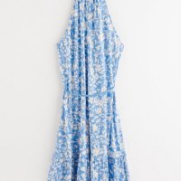 Дълга рокля без ръкав в синьо-бял флорален принт за гръдна обиколка от 126см до 168см, снимка 2 - Рокли - 42165481