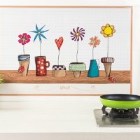 стикер лепенка за стена прозорец кухня цветя в саксии и вази с пеперуди самозалепващ, снимка 2 - Декорация за дома - 14624386