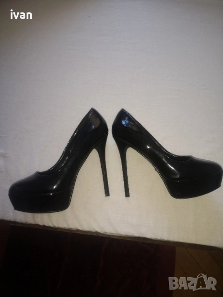 дамски официални дизайнерски обувки с ток лачени, снимка 1