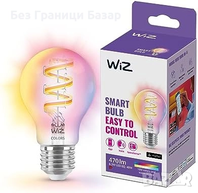 Нова WiZ интелигентна ретро крушка E27 RGB с приложение и гласово управление, снимка 1