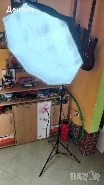 Студио осветление с дифузер, стойка 2м и 40W Led лампа, снимка 1
