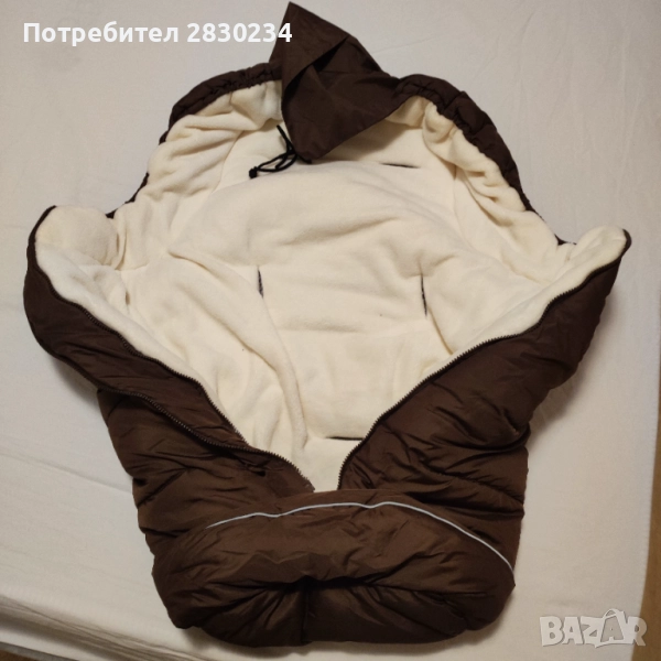 Зимно спално чувалче за количка Cangaroo - Fluffy, кафяво, снимка 1
