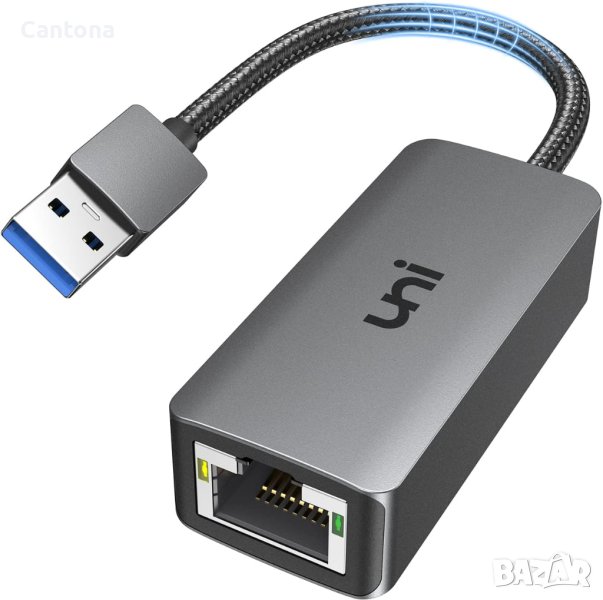 uni USB 3.0 Ethernet адаптер 1Gbps, алуминиев, USB 3.0 към RJ45 Gigabit Lan адаптер, снимка 1