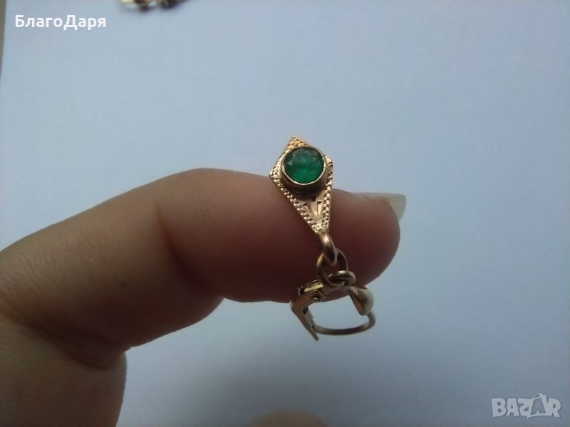 Руски златни обеци изумруди, снимка 1