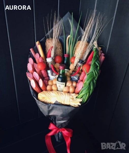 Букет с уиски "Jameson”, “Jack Daniel’s”, колбаси и сирена, снимка 1