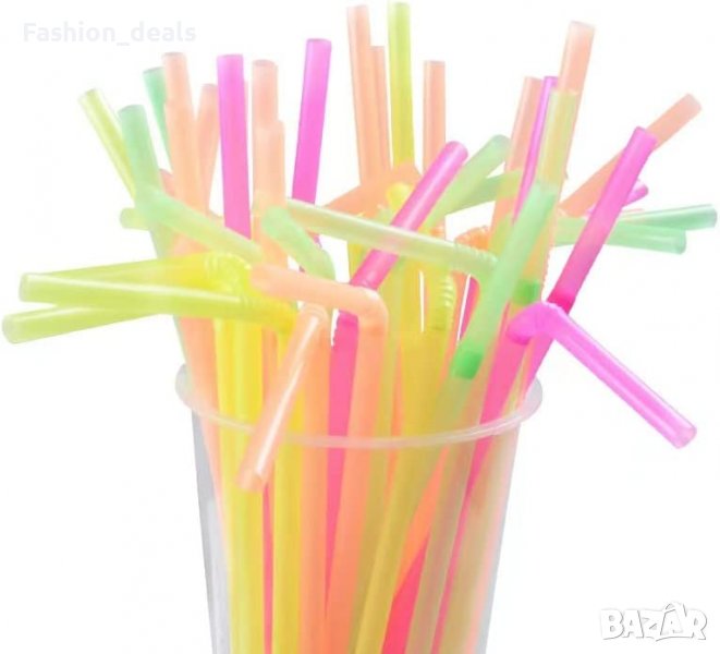 Нов Комплект сламки за пиене 100 броя за напитки пикник къмпинг парти, снимка 1