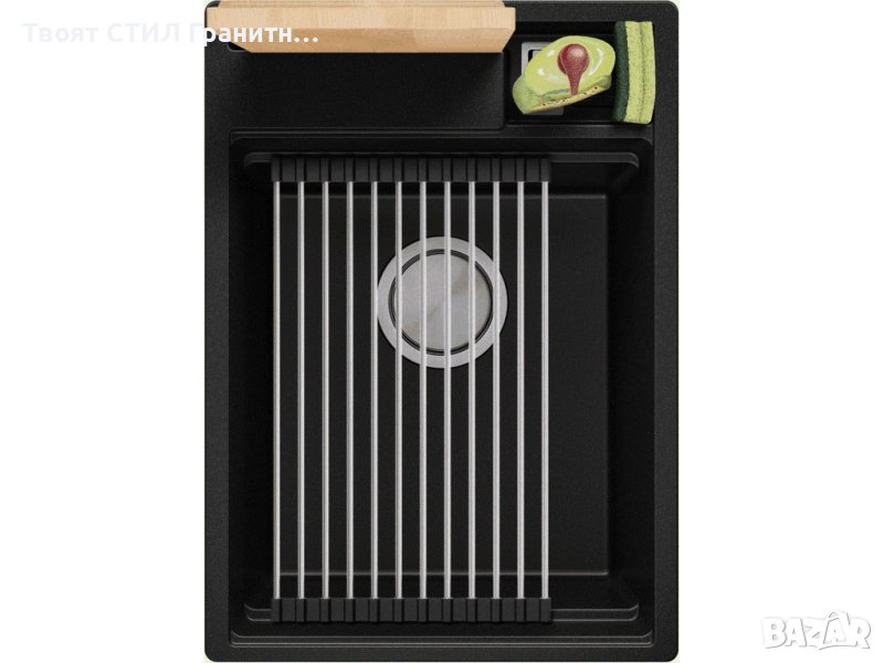 Кухненска Мивка от гранит модел Осло 40 Премиум 380 x 530 мм - Черна, снимка 1