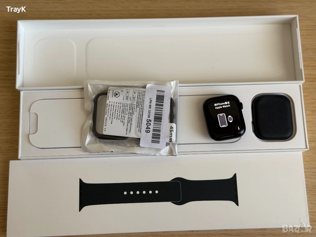 Apple Watch Series 7 45mm c неотваряна каишка + подарьк, снимка 1