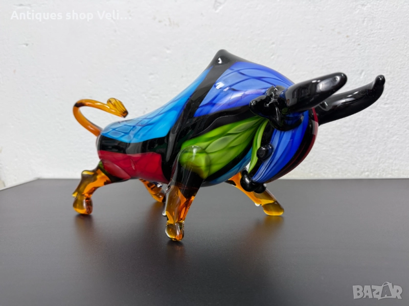 Голям стъклен бик MURANO №7444 , снимка 1