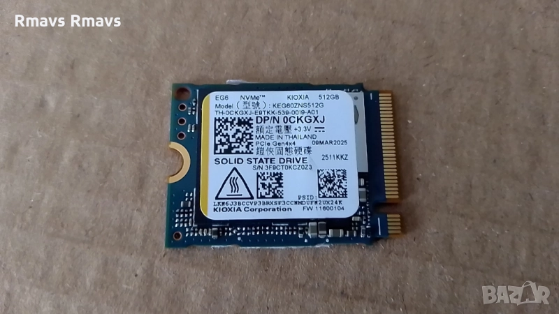 SSD NVMe 512gb Kioxia KEG60ZNS512G 4x4 2230, снимка 1