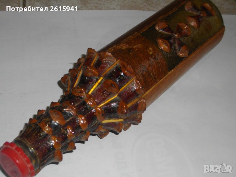 Ретро Стара Бутилка С Декоративни Елементи-Ръчна Изработка-От Соца-НРБ, снимка 1