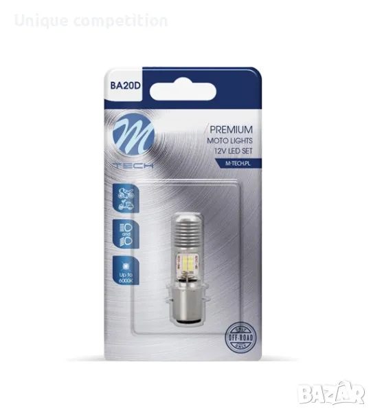 МОТО LED КРУШКА BA20d M-TECH, снимка 1
