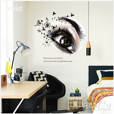 Черно гримирано око стикер самозалепващ лепенка за стена декор, снимка 1