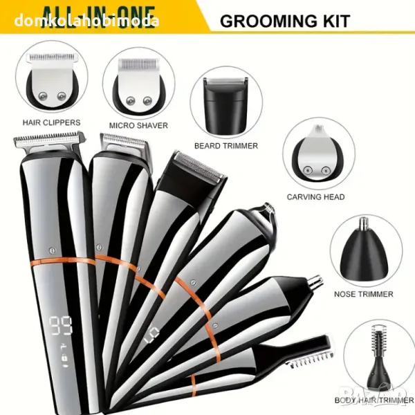 Професионална машинка Kemei, Безжичнa, 11 приставки и сменяеми глави, USB-презареждаща батерия, снимка 1