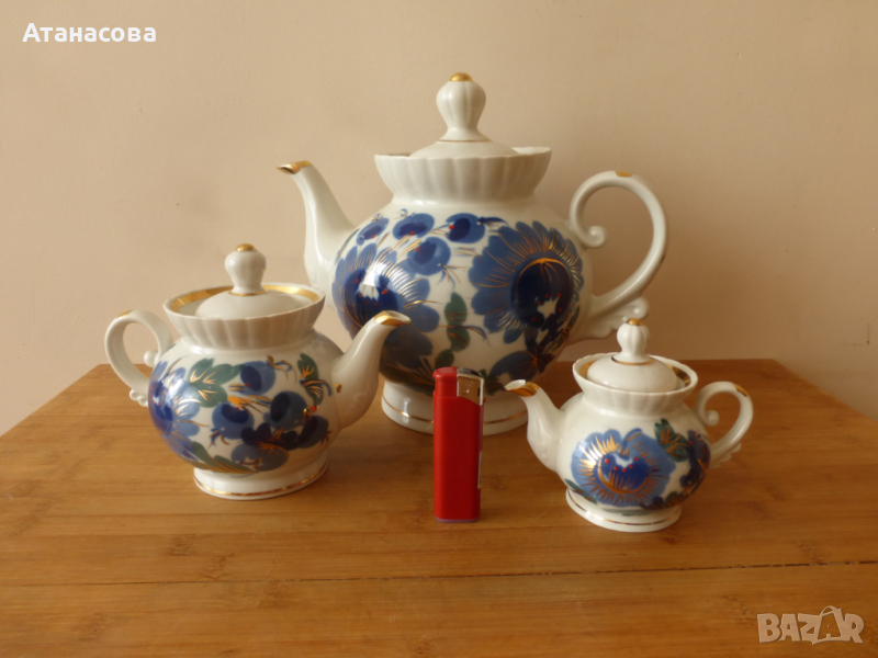 Редки украински порцеланови чайници 3 бр 1970 г чайник, снимка 1