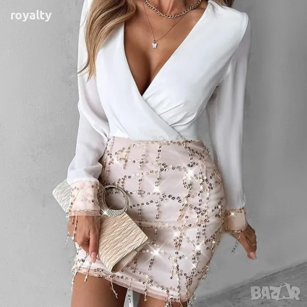 Ефектна къса дамска рокля с пайети , снимка 1