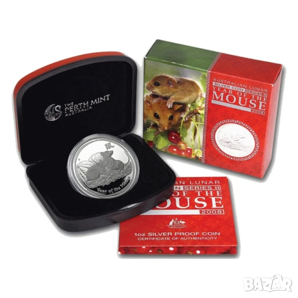 Австралия Лунар 1 oz. Година на мишката 2008, снимка 1