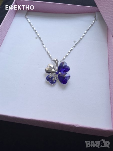 Ново, сребърно колие с детелинка. В подаръчна кутия, снимка 1