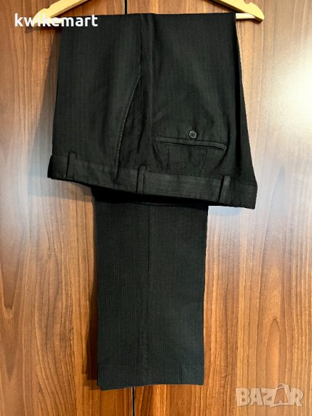Мъжки панталон с ръб от фина вълна, черен, официален, снимка 1