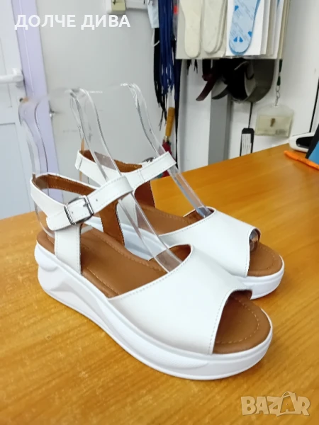 НАМАЛЕНИЕ Дам.сандали естествена кожа м136 бяла напа, снимка 1