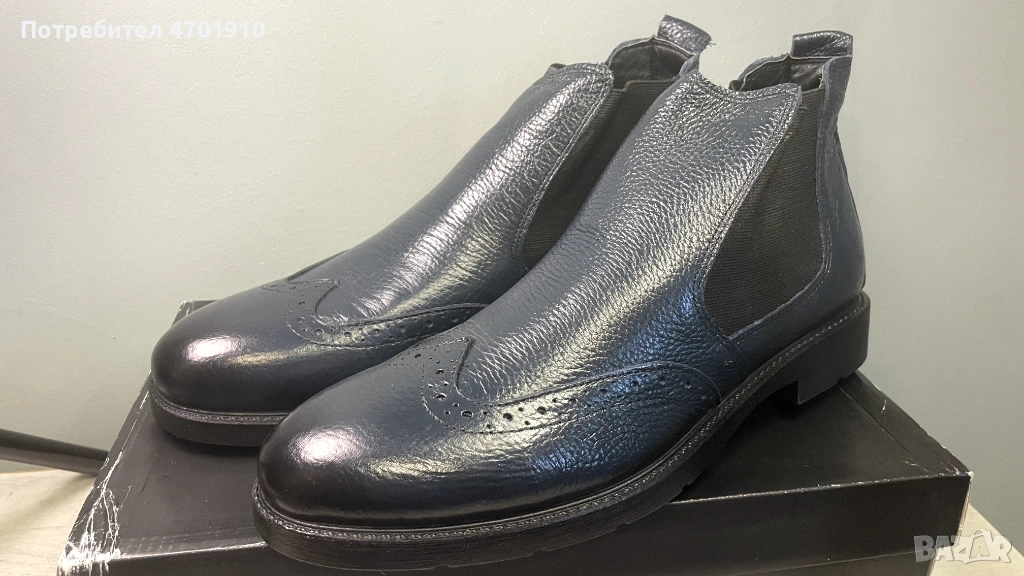 Мъжки сини зимни ботуши челси Ducavelli от естествена кожа., снимка 1