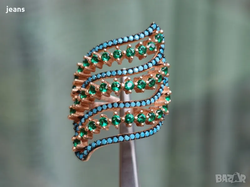 Сребърен пръстен с розово покритие 175722, снимка 1