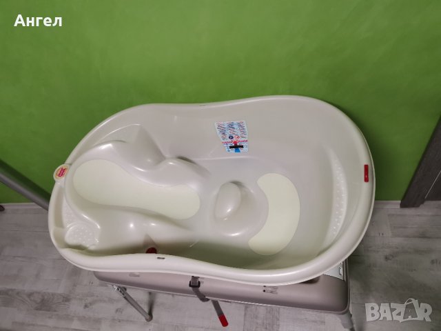 OK Baby Анатомична бебешка вана + стойка(повивалник), снимка 2 - За банята - 41697376