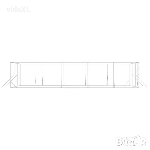 vidaXL Външна клетка за куче сребриста 6x10x2 м поцинкована стомана, снимка 6 - За кучета - 56146867