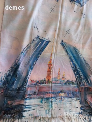 Фин двулицев шал с принт кашмир и вълна от Сант Петербург,Русия