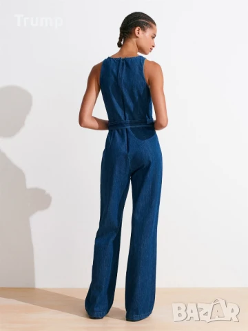 Елегантен Дънков гащеризон с колан - тъмносин, снимка 4 - Гащеризони - 50787656