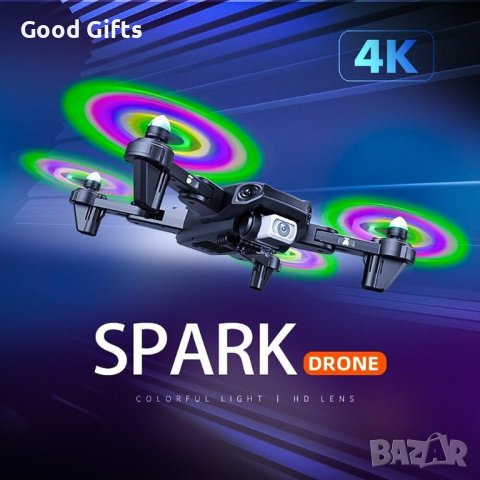 Светещ LED Дрон 1809 LED, дрон с 4K HD двойна камера WIFI FPV, снимка 2 - Дронове и аксесоари - 39403420